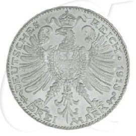 Sachsen-Weimar-Eisenach 3 Mark 1915 st 100 Jahre Großherzogtum