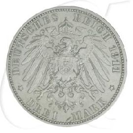 Deutschland Schaumburg-Lippe 3 Mark 1911 ss Georg auf den Tod