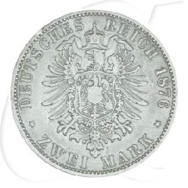 Deutschland Württemberg 2 Mark 1876 s-ss Karl