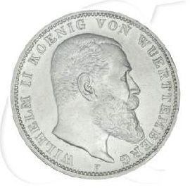 Deutschland Württemberg 3 Mark 1909 ss Wilhelm II.
