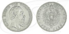 Deutschland Württemberg 5 Mark 1875 ss RF Karl