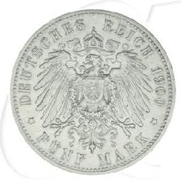 Deutschland Württemberg 5 Mark 1900 ss Wilhelm II.
