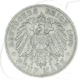 Deutschland Württemberg 5 Mark 1907 ss Wilhelm II.