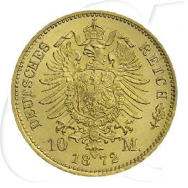 Deutschland Preussen 10 Mark Gold 1872 A vz Wilhelm I.