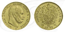 Deutschland Preussen 10 Mark Gold 1873 A vz-st Wilhelm I. Münze Vorderseite und Rückseite zusammen