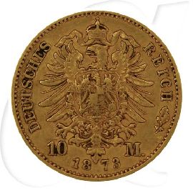 Deutschland Preussen 10 Mark Gold 1873 B ss Wilhelm I. Münzen-Wertseite