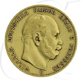 Deutschland Preussen 10 Mark Gold 1877 B ss Wilhelm I.