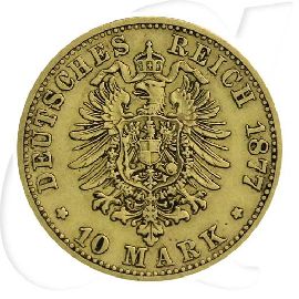 Deutschland Preussen 10 Mark Gold 1877 B ss Wilhelm I. Münzen-Wertseite