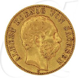 Deutschland Sachsen 10 Mark Gold 1896 E ss Sachsen Albert Münzen-Bildseite