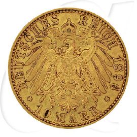 Deutschland Sachsen 10 Mark Gold 1896 E ss Sachsen Albert Münzen-Wertseite