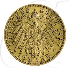 Deutschland Baden 10 Mark Gold 1897 ss wellig Friedrich I. Münzen-Wertseite