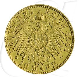 Deutschland Hamburg 10 Mark Gold 1901 ss-vz Wappen Münzen-Wertseite