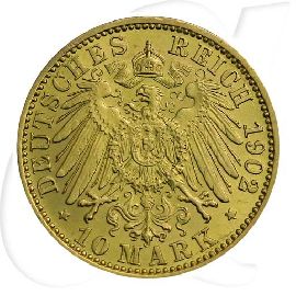 Deutschland Preussen 10 Mark Gold 1902 vz Wilhelm II. Münzen-Wertseite