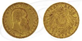Deutschland Württemberg 10 Mark Gold 1905 F ss-vz Wilhelm II. Münze Vorderseite und Rückseite zusammen