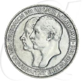 Deutschland 1911 Breslau Uni 3 Mark Münzen-Bildseite