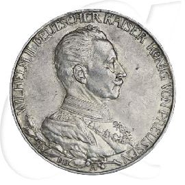 Deutschland 1913 3 Mark Regierungsjubiläum Wilhelm II Münzen-Bildseite