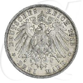 Deutschland 1913 3 Mark Regierungsjubiläum Wilhelm II Münzen-Wertseite