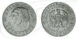 Deutschland Drittes Reich 2 RM 1933 D vz-st 450. Geburtstag Martin Luther Münze Vorderseite und Rückseite zusammen