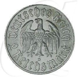 Deutschland Drittes Reich 2 RM 1933 D vz-st 450. Geburtstag Martin Luther Münzen-Wertseite