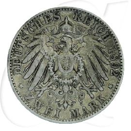 Deutschland Baden 2 Mark 1892 ss Friedrich I. Münzen-Wertseite