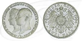 Deutschland Mecklenburg-Schwerin 2 Mark 1904 vz-st Hochzeit Münze Vorderseite und Rückseite zusammen