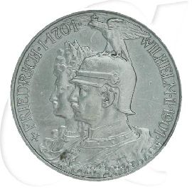 Deutschland Preussen 2 Mark 1905 ss Wilhelm II. 200 Jahre Königreich Münzen-Bildseite