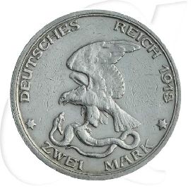 Deutschland Preussen 2 Mark 1913 ss Befreiungskriege Münzen-Wertseite
