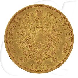 Deutschland Preussen 20 Mark Gold 1872 C ss Wilhelm I. Münzen-Wertseite