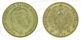 Deutschland 20 Mark Gold 1873 C vz Preussen Wilhelm I. Münze Vorderseite und Rückseite zusammen