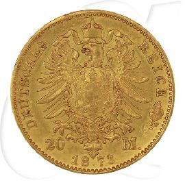 Deutschland Hessen 20 Mark Gold 1873 H ss Ludwig III. Münzen-Wertseite