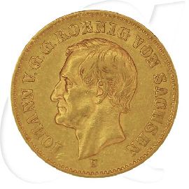 Deutschland Sachsen 20 Mark Gold 1873 E ss Johann Münzen-Bildseite