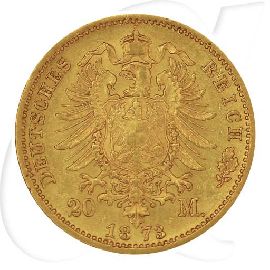 Deutschland Sachsen 20 Mark Gold 1873 E ss Johann Münzen-Wertseite