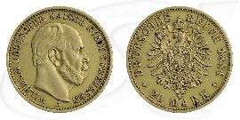 Deutschland Preussen 20 Mark Gold 1881 A ss Wilhelm I. Münze Vorderseite und Rückseite zusammen
