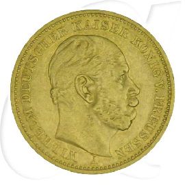 Deutschland Preussen 20 Mark Gold 1887 A ss Wilhelm I. min RF