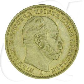 Deutschland 20 Mark Gold 1887 A ss-vz Preussen Wilhelm I. Münzen-Bildseite
