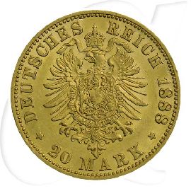 Deutschland Preussen 20 Mark Gold 1888 A ss-vz Friedrich III.