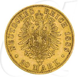 Deutschland Preussen 20 Mark Gold 1889 A ss-vz Wilhelm II.
