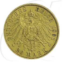 Deutschland Preussen 20 Mark Gold 1891 A ss-vz Wilhelm II. Münzen-Wertseite