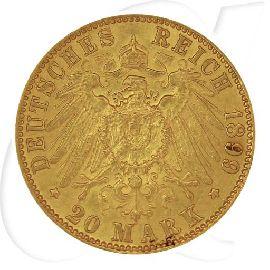 Deutschland Hamburg 20 Mark Gold 1899 J ss-vz Münzen-Wertseite