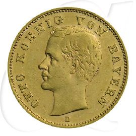 Deutschland Bayern 20 Mark Gold 1900 gutes ss Otto Münzen-Bildseite