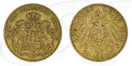 Deutschland Hamburg 20 Mark Gold 1900 ss Wappen Münze Vorderseite und Rückseite zusammen