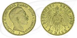 Deutschland 20 Mark 1903 A Gold Preussen Wilhelm II. ss-vz Münze Vorderseite und Rückseite zusammen