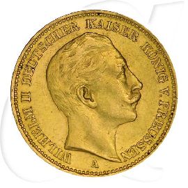 Deutschland Preussen 20 Mark Gold 1905 A ss-vz Wilhelm II. Münzen-Bildseite