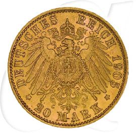 Deutschland Bayern 20 Mark Gold 1905 ss-vz Otto Münzen-Wertseite