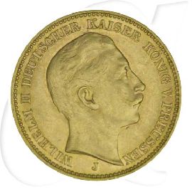 Deutschland Preussen 20 Mark Gold 1905 J vz Wilhelm II.