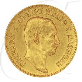 Deutschland Sachsen 20 Mark Gold 1905 E vz Friedrich August III. Münzen-Bildseite