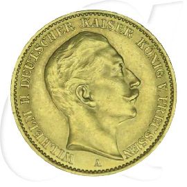 Deutschland 20 Mark 1912 A Gold Preussen Wilhelm II. vz Münzen-Bildseite