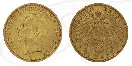 Deutschland Baden 20 Mark Gold 1914 G vz+ Friedrich II. Münze Vorderseite und Rückseite zusammen