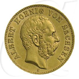 Deutschland Sachsen 20 Mark Gold 1895 E ss-vz Albert Münzen-Bildseite