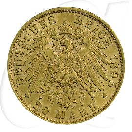 Deutschland Sachsen 20 Mark Gold 1895 E ss-vz Albert Münzen-Wertseite